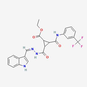 ethyl 2-{[2-(1H-indol-3-ylmethylene)hydrazino]carbonyl}-3-{[3-(trifluoromethyl)anilino]carbonyl}cyclopropanecarboxylate