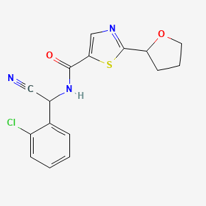 molecular formula C16H14ClN3O2S B2857388 N-[(2-Chlorophenyl)-cyanomethyl]-2-(oxolan-2-yl)-1,3-thiazole-5-carboxamide CAS No. 1825619-49-5