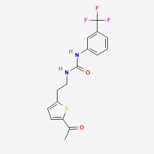 molecular formula C16H15F3N2O2S B2857390 1-(2-(5-Acetylthiophen-2-yl)ethyl)-3-(3-(trifluoromethyl)phenyl)urea CAS No. 2034597-11-8