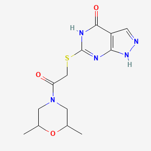 molecular formula C13H17N5O3S B2857404 6-((2-(2,6-dimethylmorpholino)-2-oxoethyl)thio)-1H-pyrazolo[3,4-d]pyrimidin-4(5H)-one CAS No. 877630-62-1