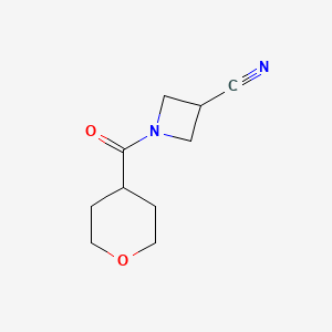 molecular formula C10H14N2O2 B2857412 1-(tetrahydro-2H-pyran-4-carbonyl)azetidine-3-carbonitrile CAS No. 2034512-77-9