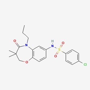 4-chloro-N-(3,3-dimethyl-4-oxo-5-propyl-2,3,4,5-tetrahydrobenzo[b][1,4]oxazepin-7-yl)benzenesulfonamide