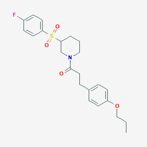 molecular formula C23H28FNO4S B2857442 1-(3-((4-Fluorophenyl)sulfonyl)piperidin-1-yl)-3-(4-propoxyphenyl)propan-1-one CAS No. 1797175-91-7