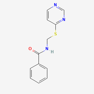 molecular formula C12H11N3OS B2857446 N-[(4-pyrimidinylthio)methyl]benzamide CAS No. 201299-59-4