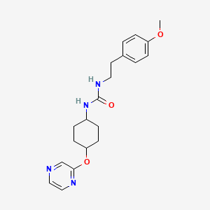 molecular formula C20H26N4O3 B2857467 1-(4-Methoxyphenethyl)-3-((1r,4r)-4-(pyrazin-2-yloxy)cyclohexyl)urea CAS No. 2034316-96-4