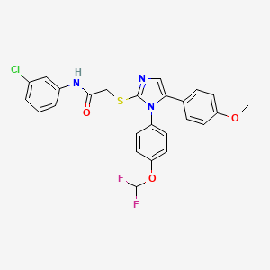 molecular formula C25H20ClF2N3O3S B2857468 N-(3-氯苯基)-2-((1-(4-(二氟甲氧基)苯基)-5-(4-甲氧基苯基)-1H-咪唑-2-基)硫代)乙酰胺 CAS No. 1226436-77-6