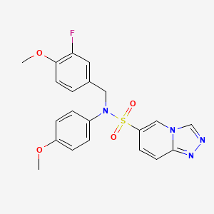 molecular formula C21H19FN4O4S B2857479 N-[(3-fluoro-4-methoxyphenyl)methyl]-N-(4-methoxyphenyl)-[1,2,4]triazolo[4,3-a]pyridine-6-sulfonamide CAS No. 1251560-27-6
