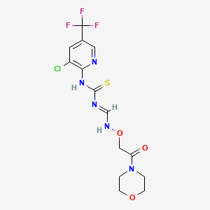 molecular formula C14H15ClF3N5O3S B2857490 N-(3-chloro-5-(trifluoromethyl)-2-pyridinyl)-N'-(((2-morpholino-2-oxoethoxy)amino)methylene)thiourea CAS No. 477885-61-3
