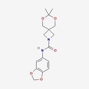molecular formula C16H20N2O5 B2857511 N-(2H-1,3-benzodioxol-5-yl)-7,7-dimethyl-6,8-dioxa-2-azaspiro[3.5]nonane-2-carboxamide CAS No. 1396872-62-0