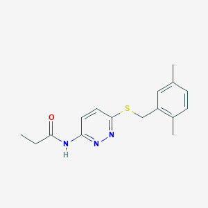 molecular formula C16H19N3OS B2857536 N-(6-((2,5-dimethylbenzyl)thio)pyridazin-3-yl)propionamide CAS No. 1021135-83-0