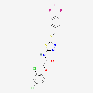 molecular formula C18H12Cl2F3N3O2S2 B2857553 2-(2,4-dichlorophenoxy)-N-(5-((4-(trifluoromethyl)benzyl)thio)-1,3,4-thiadiazol-2-yl)acetamide CAS No. 392301-20-1