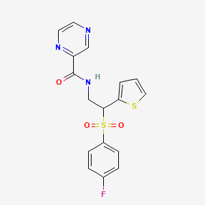 molecular formula C17H14FN3O3S2 B2857607 N-[2-(4-fluorobenzenesulfonyl)-2-(thiophen-2-yl)ethyl]pyrazine-2-carboxamide CAS No. 1209804-50-1