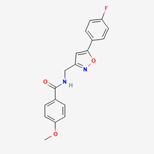 molecular formula C18H15FN2O3 B2857665 N-((5-(4-fluorophenyl)isoxazol-3-yl)methyl)-4-methoxybenzamide CAS No. 953251-24-6