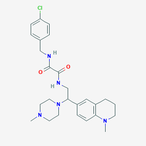 molecular formula C26H34ClN5O2 B2857788 N'-[(4-chlorophenyl)methyl]-N-[2-(1-methyl-1,2,3,4-tetrahydroquinolin-6-yl)-2-(4-methylpiperazin-1-yl)ethyl]ethanediamide CAS No. 921901-42-0