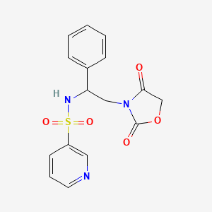 molecular formula C16H15N3O5S B2857794 N-[2-(2,4-dioxo-1,3-oxazolidin-3-yl)-1-phenylethyl]pyridine-3-sulfonamide CAS No. 2034252-66-7