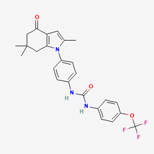 molecular formula C25H24F3N3O3 B2857797 1-[4-(trifluoromethoxy)phenyl]-3-[4-(2,6,6-trimethyl-4-oxo-4,5,6,7-tetrahydro-1H-indol-1-yl)phenyl]urea CAS No. 1023807-68-2