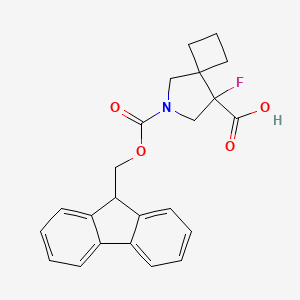 molecular formula C23H22FNO4 B2857809 6-{[(9H-fluoren-9-yl)methoxy]carbonyl}-8-fluoro-6-azaspiro[3.4]octane-8-carboxylic acid CAS No. 2137567-19-0