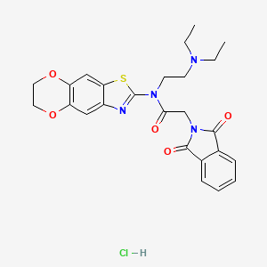 molecular formula C25H27ClN4O5S B2857823 N-[2-(diethylamino)ethyl]-N-(6,7-dihydro-[1,4]dioxino[2,3-f][1,3]benzothiazol-2-yl)-2-(1,3-dioxoisoindol-2-yl)acetamide;hydrochloride CAS No. 1330293-15-6