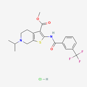 molecular formula C20H22ClF3N2O3S B2857862 Methyl 6-isopropyl-2-(3-(trifluoromethyl)benzamido)-4,5,6,7-tetrahydrothieno[2,3-c]pyridine-3-carboxylate hydrochloride CAS No. 1189423-64-0