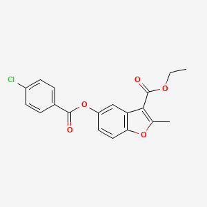 molecular formula C19H15ClO5 B2857871 Ethyl 5-[(4-chlorobenzoyl)oxy]-2-methyl-1-benzofuran-3-carboxylate CAS No. 300557-29-3