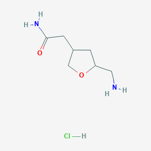 molecular formula C7H15ClN2O2 B2857889 2-[5-(Aminomethyl)oxolan-3-yl]acetamide;hydrochloride CAS No. 2287275-40-3