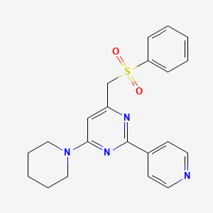 molecular formula C21H22N4O2S B2857903 Phenyl [6-piperidino-2-(4-pyridinyl)-4-pyrimidinyl]methyl sulfone CAS No. 303147-60-6