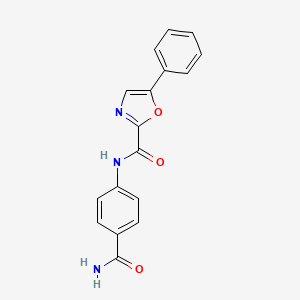 molecular formula C17H13N3O3 B2857950 N-(4-carbamoylphenyl)-5-phenyl-1,3-oxazole-2-carboxamide CAS No. 955675-14-6