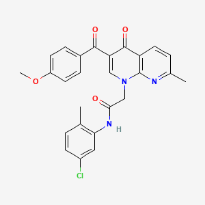 molecular formula C26H22ClN3O4 B2857971 N-(5-chloro-2-methylphenyl)-2-(3-(4-methoxybenzoyl)-7-methyl-4-oxo-1,8-naphthyridin-1(4H)-yl)acetamide CAS No. 894911-12-7