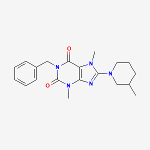 molecular formula C20H25N5O2 B2857985 1-benzyl-3,7-dimethyl-8-(3-methylpiperidin-1-yl)-1H-purine-2,6(3H,7H)-dione CAS No. 919020-36-3