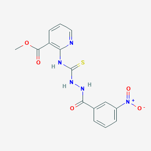 molecular formula C15H13N5O5S B2858006 methyl 2-({[(3-nitrophenyl)formohydrazido]methanethioyl}amino)pyridine-3-carboxylate CAS No. 702667-58-1