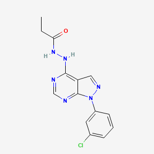 molecular formula C14H13ClN6O B2858020 N'-[1-(3-chlorophenyl)-1H-pyrazolo[3,4-d]pyrimidin-4-yl]propanehydrazide CAS No. 881083-22-3
