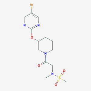 molecular formula C13H19BrN4O4S B2858029 N-(2-(3-((5-bromopyrimidin-2-yl)oxy)piperidin-1-yl)-2-oxoethyl)-N-methylmethanesulfonamide CAS No. 2034396-91-1