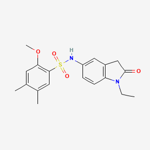molecular formula C19H22N2O4S B2858033 N-(1-ethyl-2-oxo-2,3-dihydro-1H-indol-5-yl)-2-methoxy-4,5-dimethylbenzene-1-sulfonamide CAS No. 921557-08-6