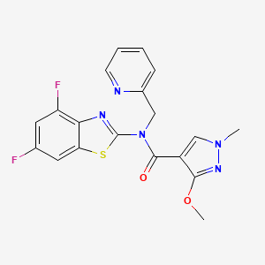 molecular formula C19H15F2N5O2S B2858041 N-(4,6-difluoro-1,3-benzothiazol-2-yl)-3-methoxy-1-methyl-N-[(pyridin-2-yl)methyl]-1H-pyrazole-4-carboxamide CAS No. 1170382-03-2
