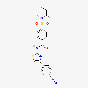 molecular formula C23H22N4O3S2 B2858056 N-(4-(4-cyanophenyl)thiazol-2-yl)-4-((2-methylpiperidin-1-yl)sulfonyl)benzamide CAS No. 683264-40-6