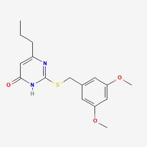 molecular formula C16H20N2O3S B2858071 2-((3,5-dimethoxybenzyl)thio)-6-propylpyrimidin-4(3H)-one CAS No. 900007-45-6