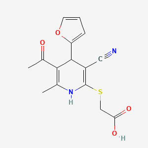 B2858114 2-{[5-Acetyl-3-cyano-4-(furan-2-yl)-6-methyl-1,4-dihydropyridin-2-yl]sulfanyl}acetic acid CAS No. 851398-33-9