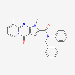 molecular formula C26H22N4O2 B2858158 N-benzyl-1,9-dimethyl-4-oxo-N-phenyl-1,4-dihydropyrido[1,2-a]pyrrolo[2,3-d]pyrimidine-2-carboxamide CAS No. 864855-27-6