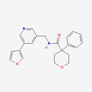 molecular formula C22H22N2O3 B2858169 N-{[5-(furan-3-yl)pyridin-3-yl]methyl}-4-phenyloxane-4-carboxamide CAS No. 2034209-55-5