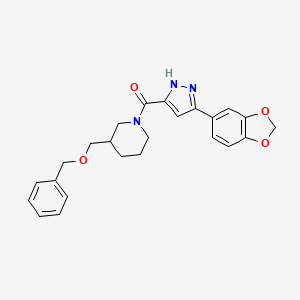 (3-(benzo[d][1,3]dioxol-5-yl)-1H-pyrazol-5-yl)(3-((benzyloxy)methyl)piperidin-1-yl)methanone