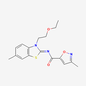 (E)-N-(3-(2-ethoxyethyl)-6-methylbenzo[d]thiazol-2(3H)-ylidene)-3-methylisoxazole-5-carboxamide