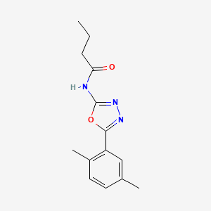 molecular formula C14H17N3O2 B2858255 N-[5-(2,5-dimethylphenyl)-1,3,4-oxadiazol-2-yl]butanamide CAS No. 891123-93-6