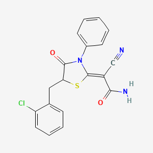 (Z)-2-(5-(2-chlorobenzyl)-4-oxo-3-phenylthiazolidin-2-ylidene)-2-cyanoacetamide