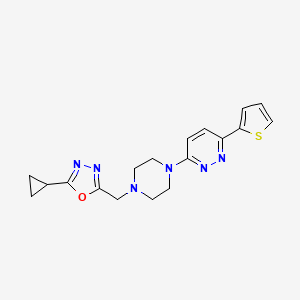 molecular formula C18H20N6OS B2858261 3-{4-[(5-Cyclopropyl-1,3,4-oxadiazol-2-yl)methyl]piperazin-1-yl}-6-(thiophen-2-yl)pyridazine CAS No. 2380192-02-7