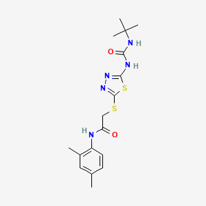 2-[[5-(tert-butylcarbamoylamino)-1,3,4-thiadiazol-2-yl]sulfanyl]-N-(2,4-dimethylphenyl)acetamide