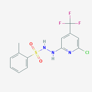 molecular formula C13H11ClF3N3O2S B2858282 N'-[6-chloro-4-(trifluoromethyl)pyridin-2-yl]-2-methylbenzene-1-sulfonohydrazide CAS No. 1092344-04-1