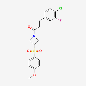 3-(4-Chloro-3-fluorophenyl)-1-(3-((4-methoxyphenyl)sulfonyl)azetidin-1-yl)propan-1-one