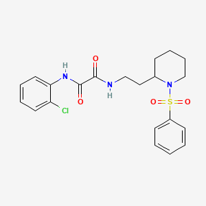 molecular formula C21H24ClN3O4S B2858292 N1-(2-chlorophenyl)-N2-(2-(1-(phenylsulfonyl)piperidin-2-yl)ethyl)oxalamide CAS No. 898444-84-3