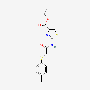 molecular formula C15H16N2O3S2 B2858317 ethyl 2-{2-[(4-methylphenyl)sulfanyl]acetamido}-1,3-thiazole-4-carboxylate CAS No. 895455-52-4
