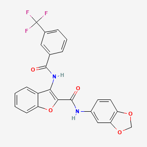 molecular formula C24H15F3N2O5 B2858347 N-(2H-1,3-benzodioxol-5-yl)-3-[3-(trifluoromethyl)benzamido]-1-benzofuran-2-carboxamide CAS No. 888461-39-0